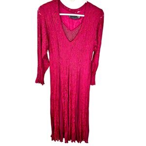 Starina Floral Red Lace Sheer Overlay Renaissance‎ Fairy Long Sleeve Elegant  S
